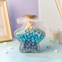Creative lucky star lamp glass drifting empty bottle wishing transparent 520 finished origami strip diy stacked pentagonal jar