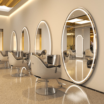 Net Red Barber shop mirror table single-sided hairdressing mirror hair salon special round mirror with light reliable wall-to-ceiling mirror