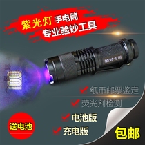 Ultraviolet flashlight banknotes new version of RMB banknote detector lamp portable violet light detection fluorescent agent anti-counterfeiting lamp