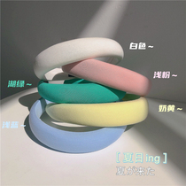 2021 new macaron color sponge wide-sided hairband increased Girl ins Joker out headband hair accessories