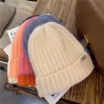 Hat female autumn and winter Korean version of Joker solid color digital ins knitted hat warm Korean tide cute wool hat