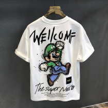 Japan imports high-tide cotton heavy short sleeve t-shirt mens clothes loose couple half-sleeve shirt