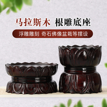 Statue of Guanyin Bodhisattva ornaments lotus base solid wood raised round base for Buddha statue Lotus sitting home