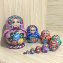 Russian sleeve 10 layers of linden wood pure hand-painted wooden handicraft holiday gift children toy swing pieces