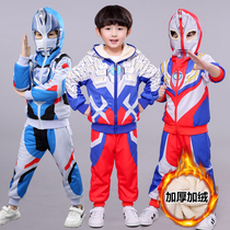 Superman Altmans clothing boys and childrens suits Spring and autumn winter clothes Zetasero plus velvet long sleeve jacket