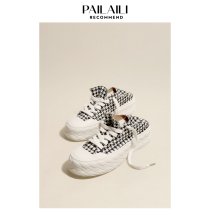 (PAILAILI )CANVAS SHOES womenS LOW-top HOUNDSTOOTH PLAID BOARD SHOES thick-soled all-match casual COOKIE SHOES summer