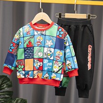 Ottman Clothes Boy Spring Clothing Suit 2022 New Spring Fall Small Children Boy Pure Cotton Sweater Two Sets