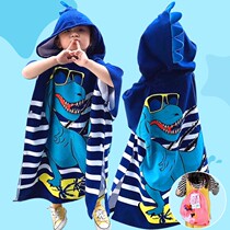 New middle and big children cartoon bathrobe baby can wear cap bath towel child absorbent bath clothes swimming cloak