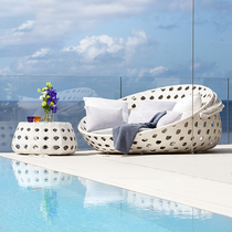Outdoor leisure rattan sofa courtyard sofa round bed combination double round bed balcony garden rattan furniture