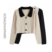 Princess Xinwei color-color doll collar sweater coat cardigan female spring and autumn retro sweet Japanese cute knitted top