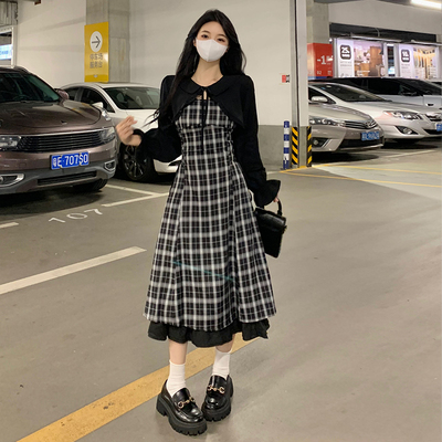 taobao agent Dress, autumn set, long skirt, plus size, french style, 2023 collection, fitted