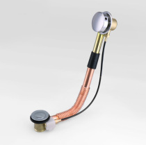 Full copper bathtub drain bouncing foot-stepping hand-screw water dispenser with garbage basket bathtub water remoter accessories