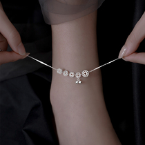2021 New sterling silver copper coin Bell anklet female summer Net red niche design ins Senior fairy Air foot chain