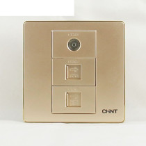 Chint Electric Switch Socket Champagne Color Telephone TV Computer Socket 86 Type NEW9E Champagne Gold