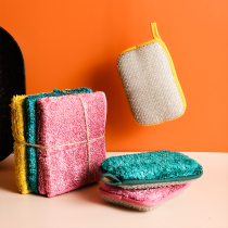 Dishwashing towel Non-stick oil Dishwashing brush Double-sided bamboo fiber thickened lazy rag Table cleaning cloth washing pot brush can be hung