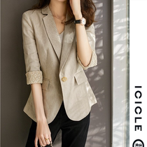 ICICLE of grass women 2021 spring and autumn domestic casual slim beige linen blazer women