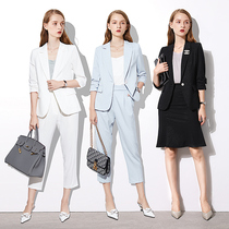  High-end professional suit womens 2021 summer thin suit white temperament goddess fan fashion casual small suit