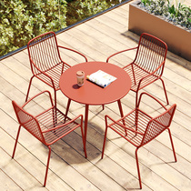 Outdoor Table And Chairs Iron Art Casual Minima Table And Chairs Combined Fields Garden Courtyard Fresh Garden Terrace Coffee outdoor table and chairs