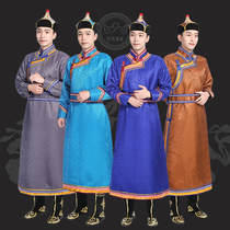 Mongolian robe mens traditional long daily life clothing Mongolian dance performance Ethnic minority stage performance clothing