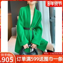 Zuozuojia heavy 733g pure cashmere sweater cardigan womens winter thick long lazy knit jacket