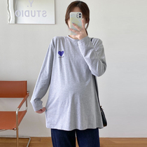 Pregnant womens spring clothing suit stylish style out for long sleeves t-shirt mesh red loose big code spring blouses the undershirt for spring and autumn