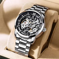 Watch  Hollowed-out Mechanical Watch Waterproof Mens Swiss Wrist Watch Fully Automatic Tourbillon Brand Male Watch Tide