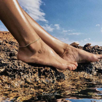 European and American minimalist style denim bare chain anklet titanium steel plated 18K gold fashion all-match stacked mens and womens foot jewelry