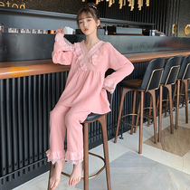 Childrens pajamas girls yangqi 2022 long sleeves spring and autumn season little girls in the eldest child Korean version of the princess home wear set