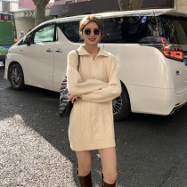 Korean twist knit sweater skirt women 2021 new autumn and winter fashion temperament loose inner tie bottom dress tide