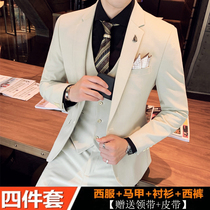 Mens suit suit business casual dress jacket handsome slim groom wedding dress solid color small suit man