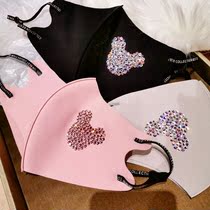 Summer breathable Ice Silk Mickey diamond-studded mask ear-wearing same mask Joker decorative female adjustable