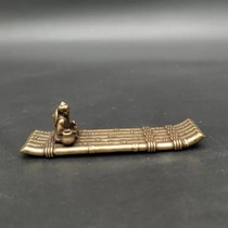 Antiquities Collection of Solid Brass Fisheries Fisheries Boat Desktop Small Fishing Piece Copper Casting Inserted All Four Training Fixtures