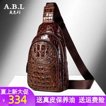 High-end Crocodile Chest Bag Men Genuine Leather Backpack Luxury Bags 2022 Casual Fashion Single Shoulder Skewed Cross-Pack Chest Front Bag