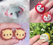 Handmade DIY crochet wool doll 559 tea small double brooch electronic Chinese graphic tutorial doll non-video