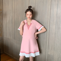 Foreign trade discount store shopping mall counter withdrawal cabinet cut womens tail goods clearance pregnant womens short sleeve Korean loose dress