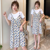 Pregnant womens foreign trade discount store mall counter withdrawal cabinet cut mark Womens tail cargo clearance chiffon print dress tide tide