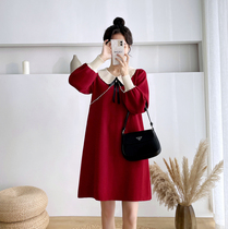 Angel mommy ~ nursing sweater dress go out in autumn and winter hot mom doll collar pregnant woman size knitted skirt