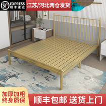 Iron bed ins net red Iron frame bed apartment Wrought iron bed thickened thickened double bed 1 8-meter bed Modern simple