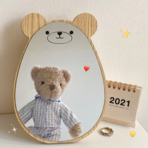 ins girl heart cute bear desktop makeup mirror student dormitory home Net Red Princess dressing mirror