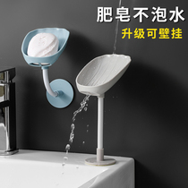 Soap box drain-free perforated household toilet bathroom vertical creative suction cup wall-mounted soap rack soap rack