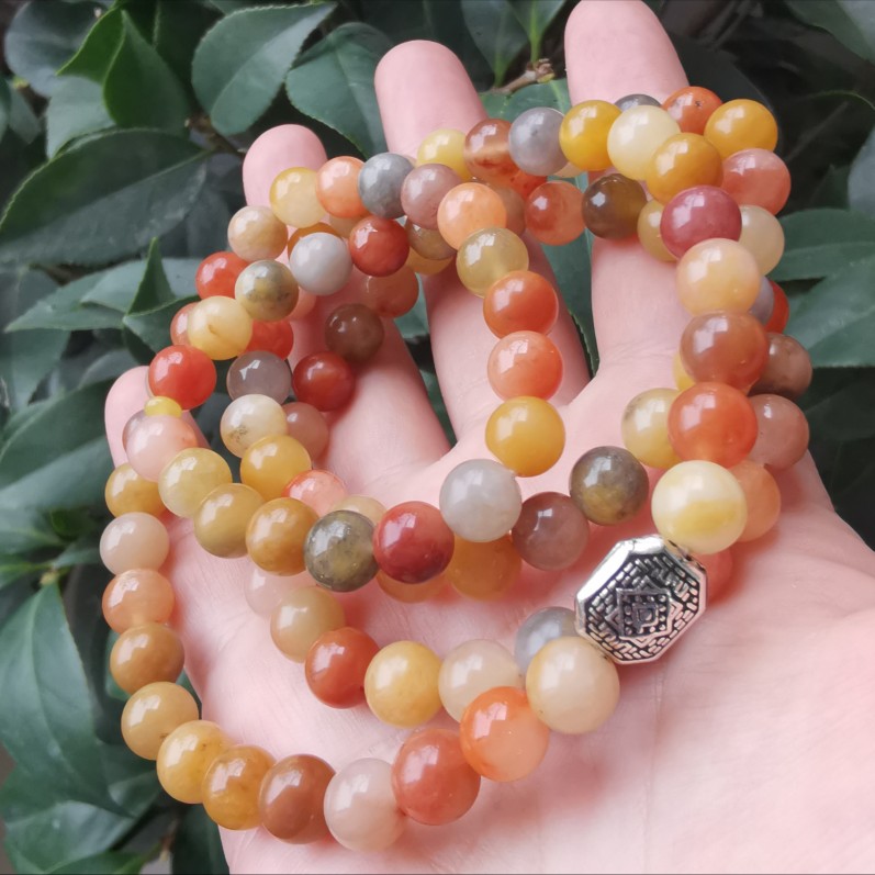 Islamic Hui worship supplies Tesbiha 8mm gold silk jade 99 four-circle bracelet rosary beads