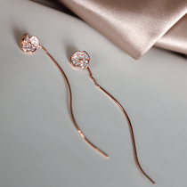 Foreign air buling Diamond small flower curve ear wire whole body 925 silver plated rose gold earrings