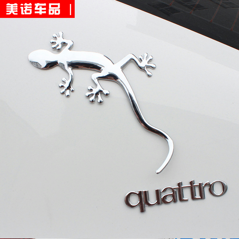 Large car gecko car stickers, stainless steel 3D three-dimensional stickers, metal exterior car tail protection, safety decoration, tail label