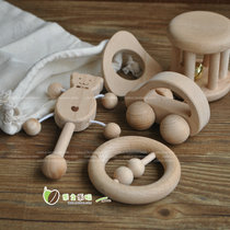 Japanese newborn baby toy bag without lacquer beech wood tooth rattle rattle rattle and other baby toys 30 327