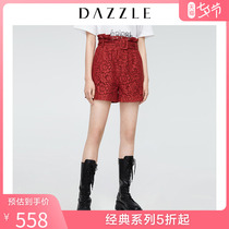 DAZZLE Autumn New Ladies Lace High Waist Wide Leg Shorts Women 2G3Q1997H