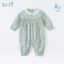 Davibella childrens dress 2022 Spring loaded with new female baby khae climbing suit newborn baby cute crushed flower one-piece suit