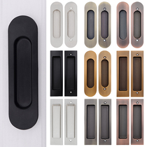 Embedded inline-to-fit handle concealed-style room door sliding door wood door sliding door with invisible handle in the door