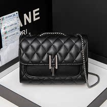 2022 new leather bag womens bag pet bag Joker foreign style Senior sense shoulder bag shoulder bag diamond chain bag
