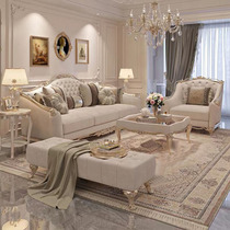 Style Light Lavish Palace Tingen Solid Wood Carved Floral Fabric Sofa Composition Living Room New Vintage High-end Villa Luxury Furniture