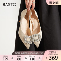 Centhu 2022 Summer mall New fashion elegant square drill pointed fine heel high heel sandal sandal MA161BK2